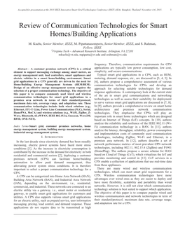 Review of Communication Technologies for Smart Homes/Building Applications
