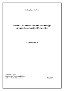 Steam As a General Purpose Technology: a Growth Accounting Perspective