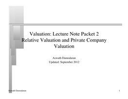 Lecture Note Packet 2 Relative Valuation and Private Company