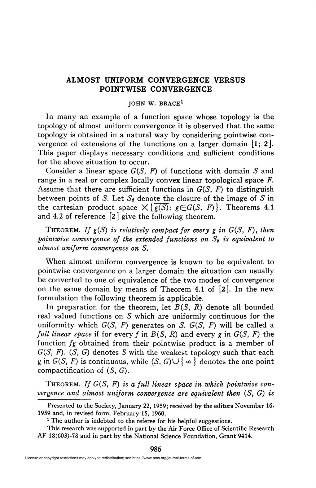 Almost Uniform Convergence Versus Pointwise Convergence