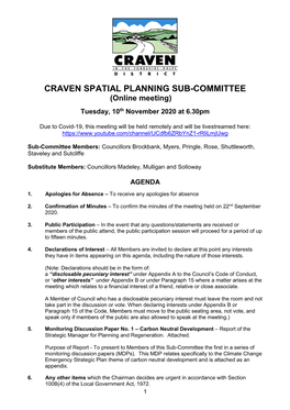 Craven Spatial Planning Sub-Committee Agenda and Reports