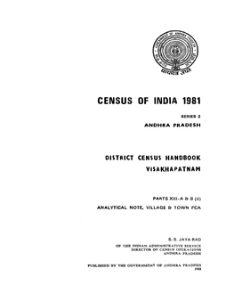 District Census Handbook, Visakhapatnam, Part XIII a & B