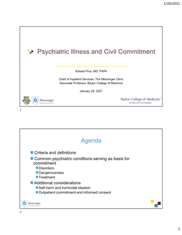 Psychiatric Illness and Civil Commitment