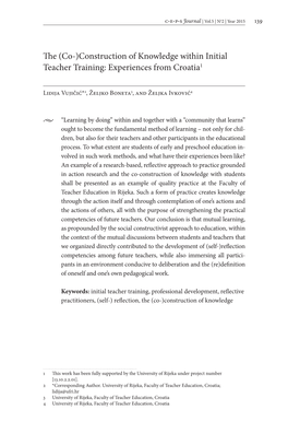 (Co-)Construction of Knowledge Within Initial Teacher Training: Experiences from Croatia1