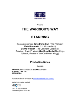 The Warrior's Way Starring