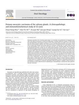 Primary Oncocytic Carcinoma of the Salivary Glands: a Clinicopathologic and Immunohistochemical Study of 12 Cases