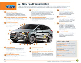 All-New Ford Focus Electric the All-New Focus Electric, Which Debuts in the U.S