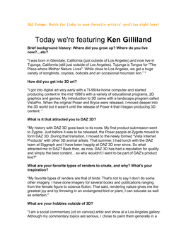 Today We're Featuring Ken Gilliland Brief Background History: Where Did You Grow Up? Where Do You Live Now?…Etc?