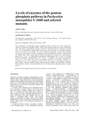 Levels of Enzymes of the Pentose Phosphate Pathway in Pachysolen Tannophilus Y-2460 and Selected Mutants