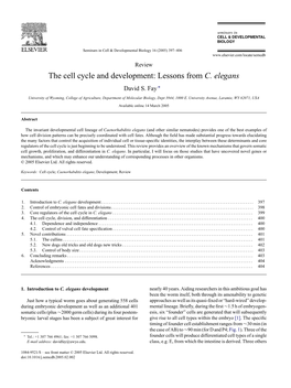 The Cell Cycle and Development: Lessons from C. Elegans David S