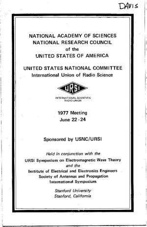 NATIONAL ACADEMY of SCIENCES NATIONAL RESEARCH COUNCIL of the UNITED STATES of AMERICA