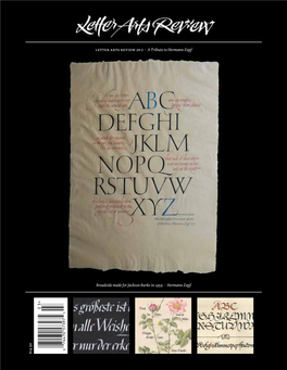 Letter Arts Review 29:3 . a Tribute to Hermann Zapf Broadside Made For