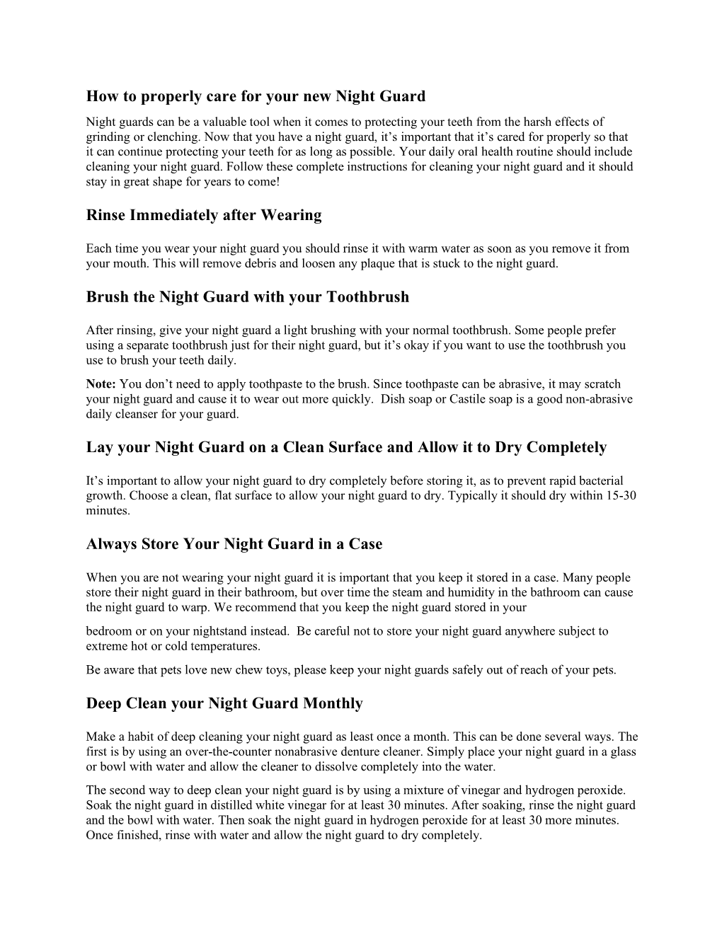 How to Properly Care for Your New Night Guard Rinse Immediately