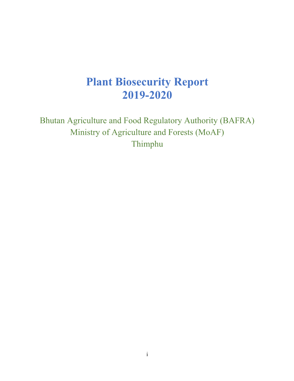 Plant Biosecurity Report 2019-2020