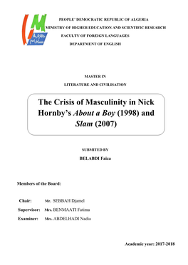The Crisis of Masculinity in Nick Hornby's About a Boy (1998)