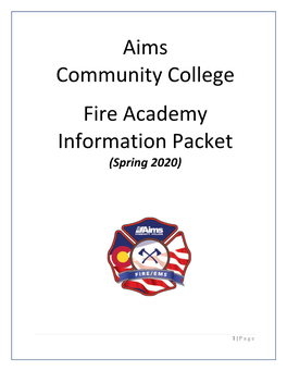Aims Community College Fire Academy Information Packet