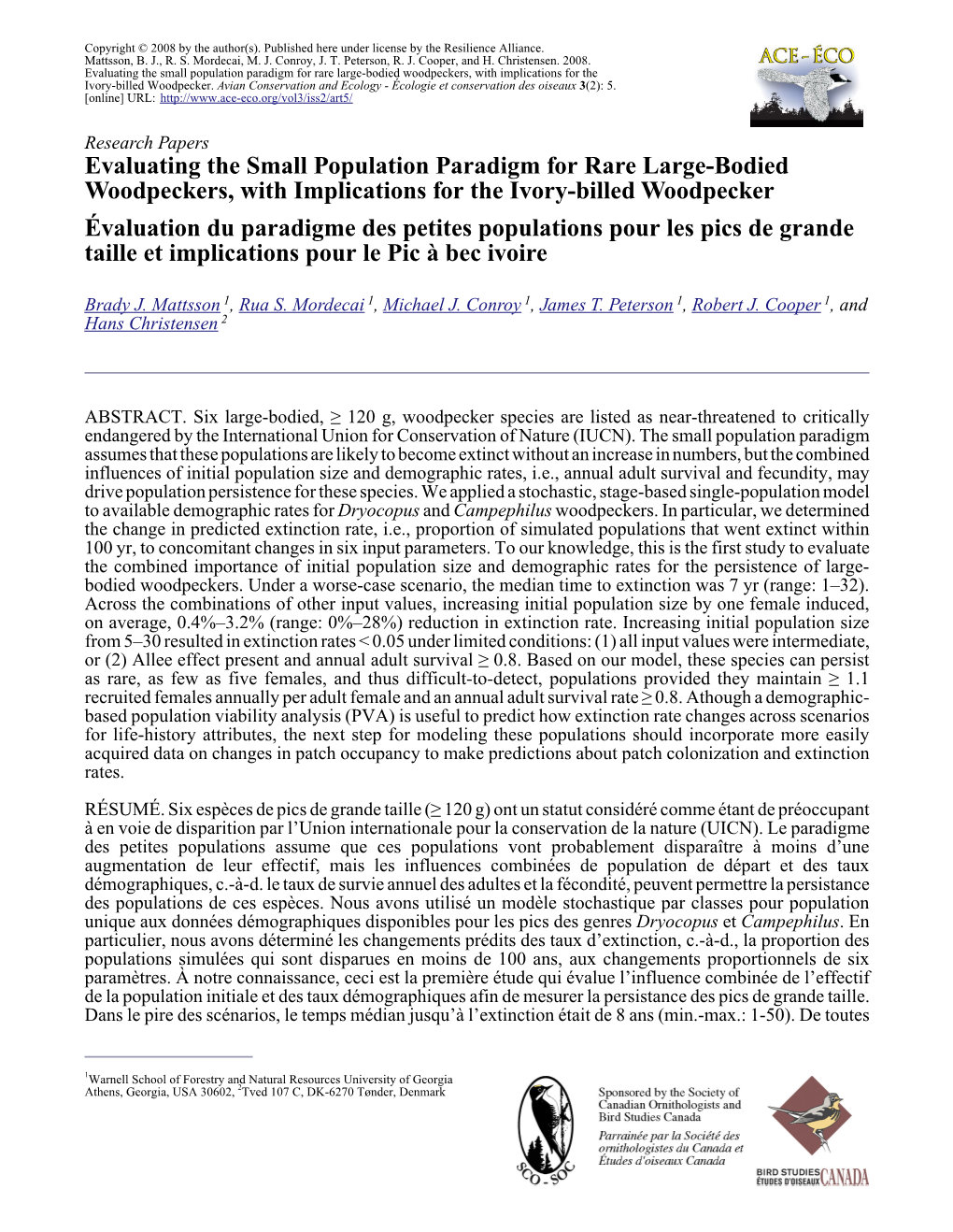 Evaluating the Small Population Paradigm for Rare Large-Bodied Woodpeckers, with Implications for the Ivory-Billed Woodpecker