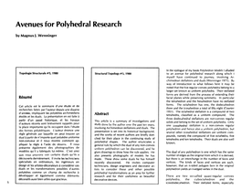 Avenues for Polyhedral Research