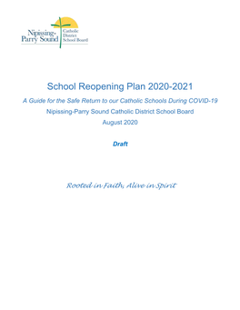 School Reopening Plan 2020-2021