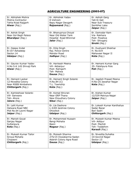 Agriculture Engineering {2003-07}