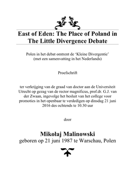 East of Eden: the Place of Poland in the Little Divergence Debate