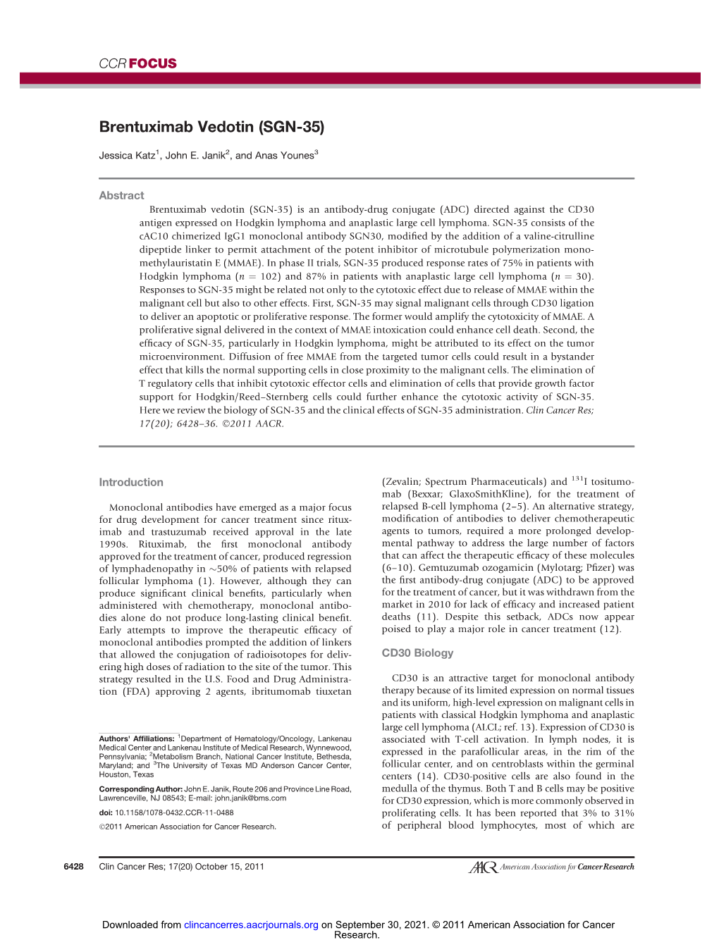 Brentuximab Vedotin (SGN-35)