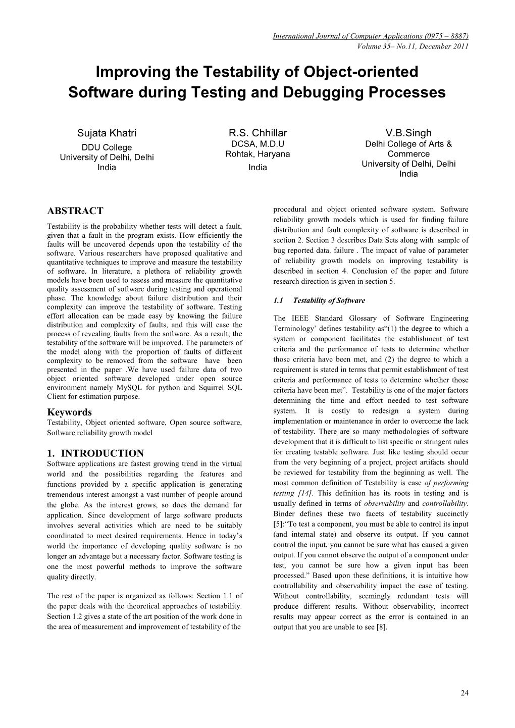 Improving the Testability of Object-Oriented Software During Testing and Debugging Processes