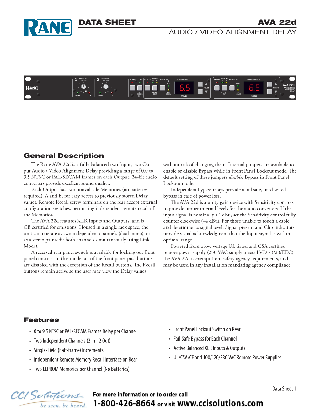 AVA 22D Data Sheet