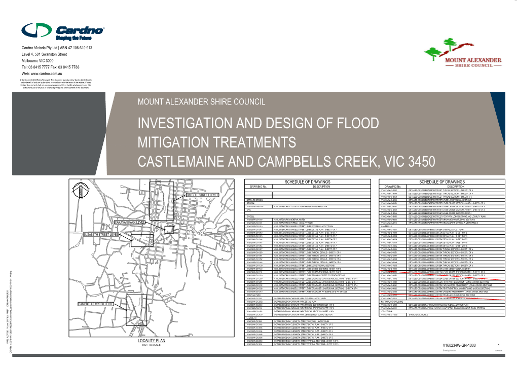 Mount Alexander Shire Council Investigation and Design of Flood Mitigation Treatments Castlemaine and Campbells Creek, Vic 3450