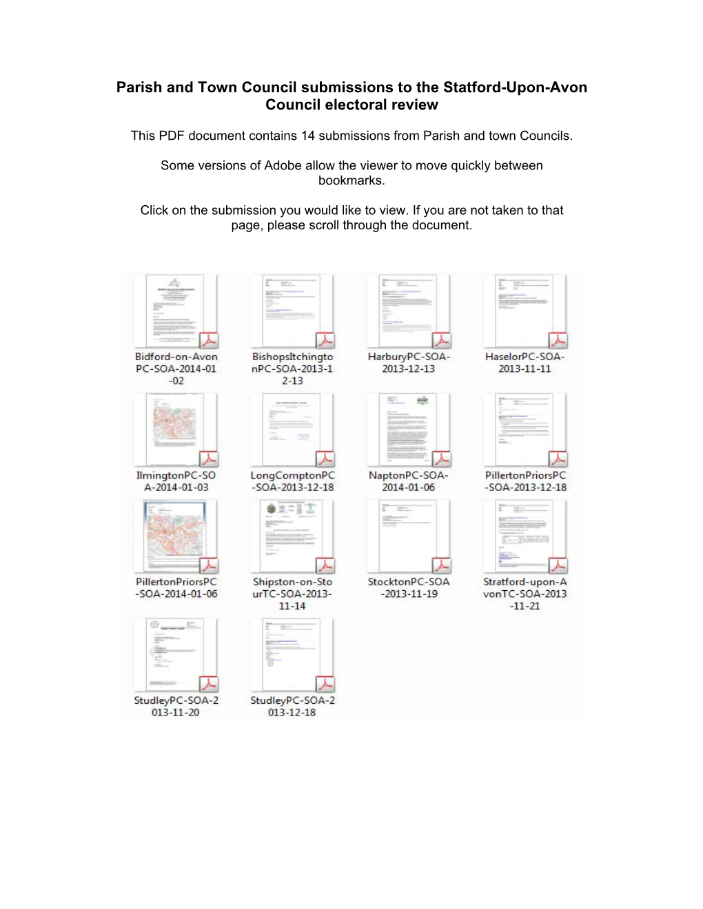 Parish and Town Council Submissions to the Statford-Upon-Avon Council Electoral Review