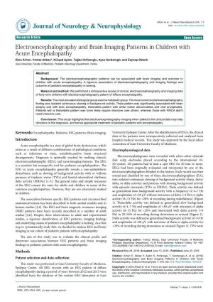 Electroencephalography and Brain Imaging Patterns in Children With
