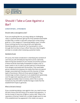 Should I Take a Case Against a Bar?