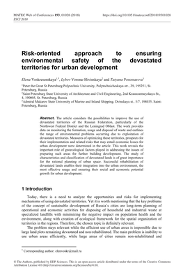 Risk-Oriented Approach to Ensuring Environmental Safety of the Devastated Territories for Urban Development
