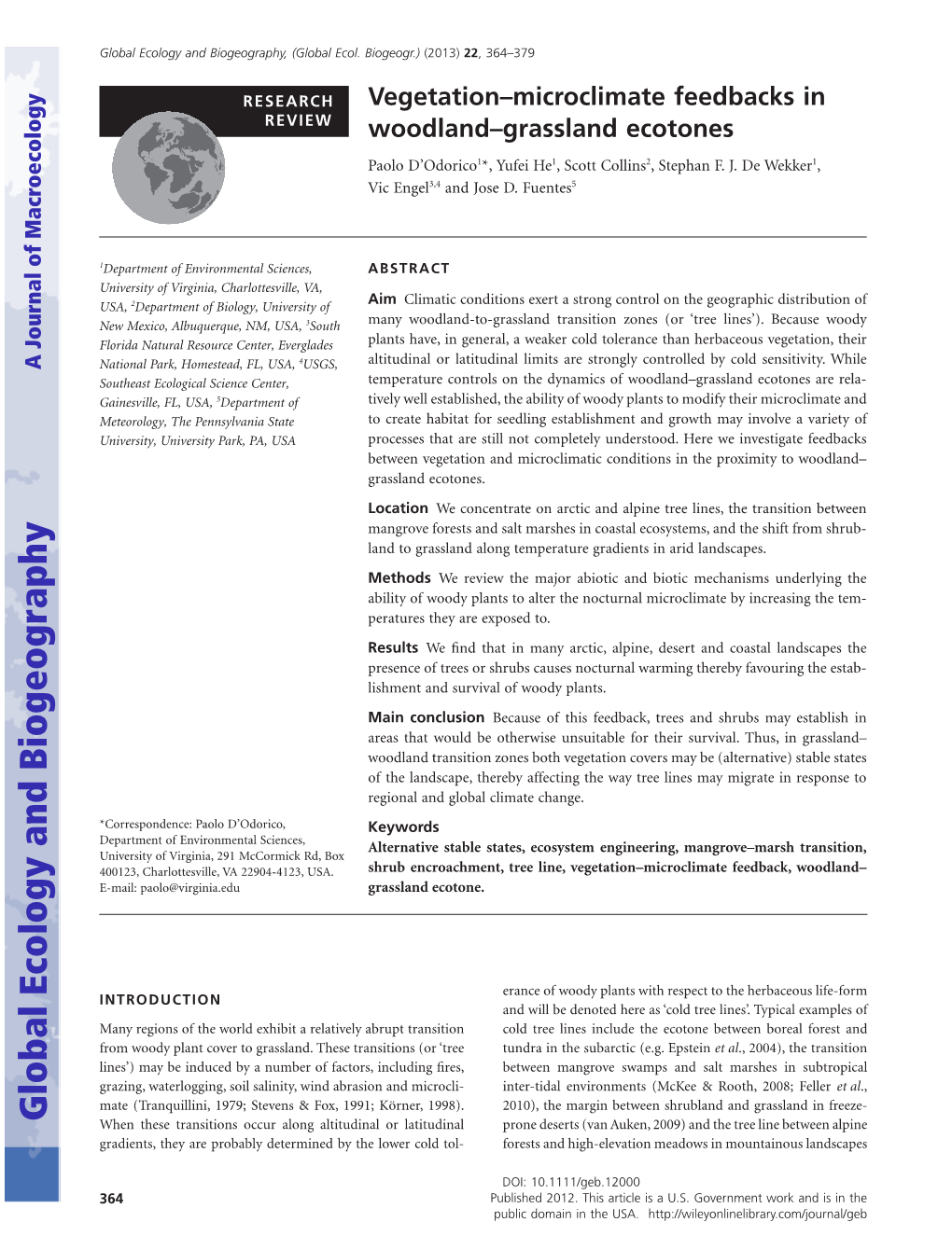 Vegetation–Microclimate Feedbacks in Woodland–Grassland Ecotones