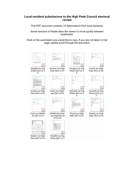 Local Resident Submissions to the High Peak Council Electoral Review