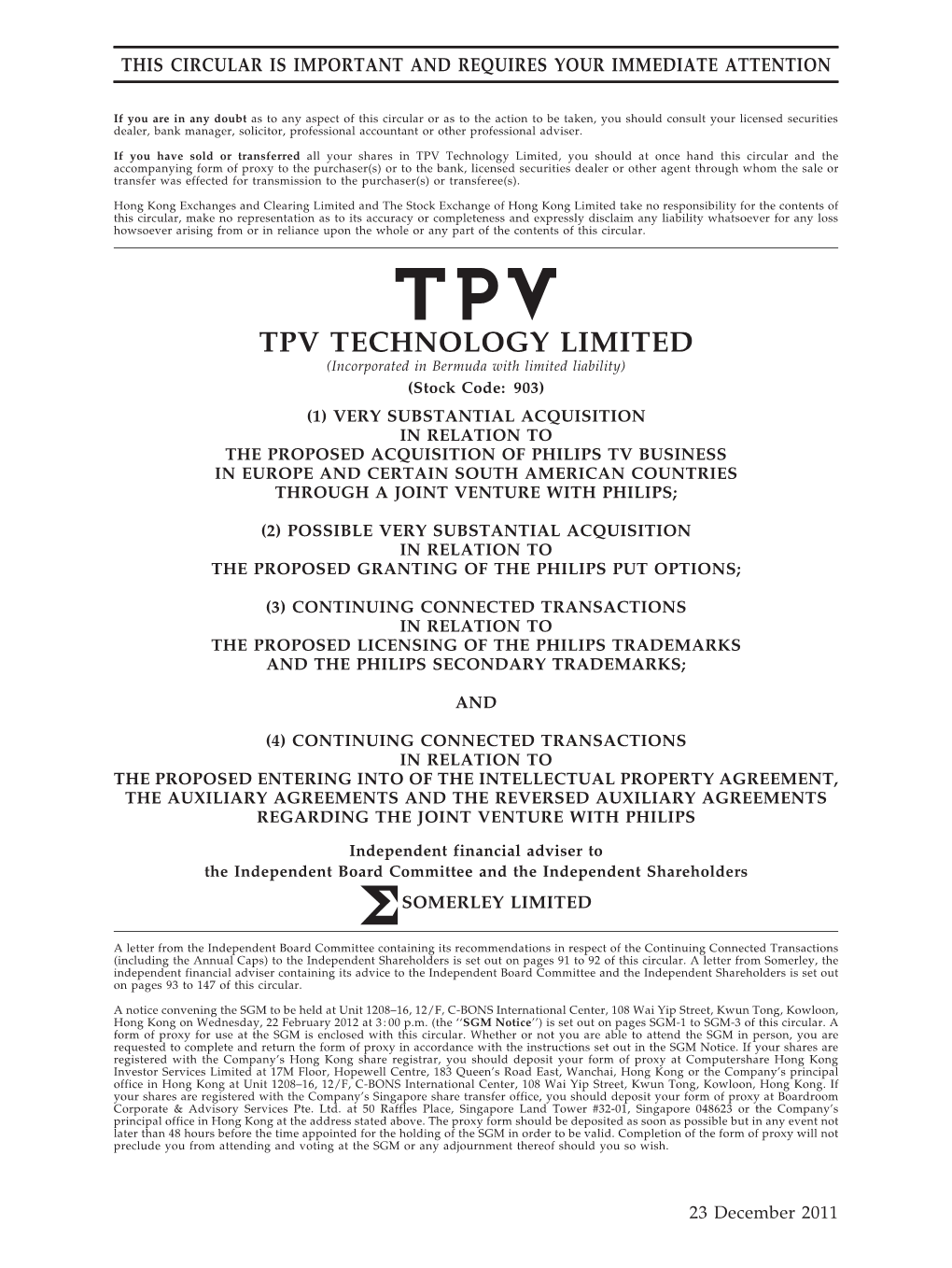 Tpv Technology Limited