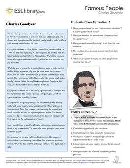 Famous People Charles Goodyear