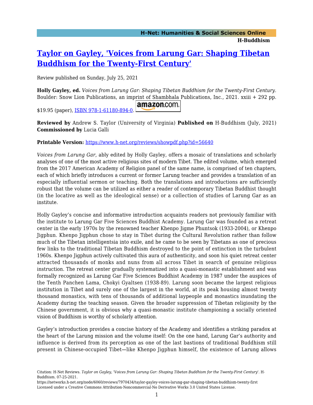 Voices from Larung Gar: Shaping Tibetan Buddhism for the Twenty-First Century'