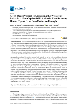A Ten-Stage Protocol for Assessing the Welfare of Individual Non-Captive Wild Animals: Free-Roaming Horses (Equus Ferus Caballus) As an Example