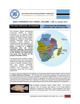 SADC FISHERIES FACT SHEET, VOLUME 1, NO. 4, October 2016