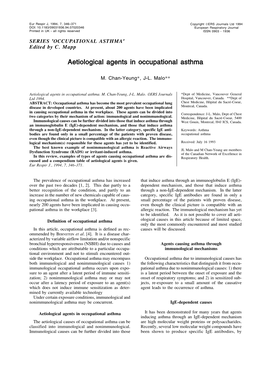 Aetiological Agents in Occupational Asthma