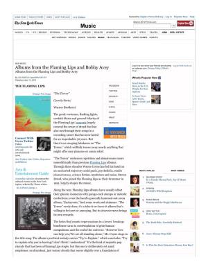 Albums from the Flaming Lips and Bobby Avey on Nytimes.Com