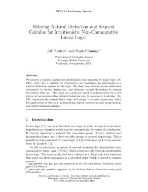 Relating Natural Deduction and Sequent Calculus for Intuitionistic Non-Commutative Linear Logic