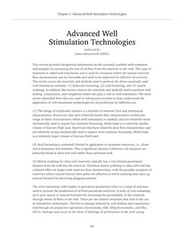 Advanced Well Stimulation Technologies