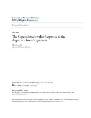 The Supersubstantivalist Response to the Argument from Vagueness