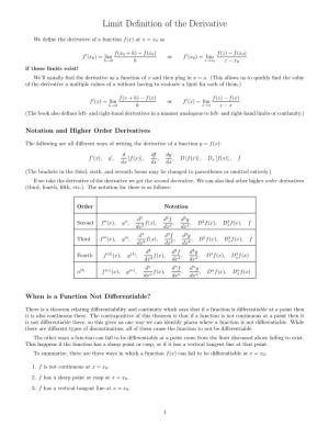 Limit Definition of the Derivative