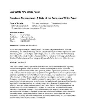 Spectrum Management: a State of the Profession White Paper