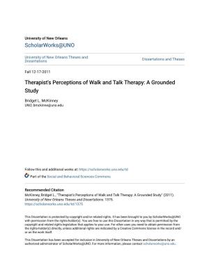 Therapist's Perceptions of Walk and Talk Therapy: a Grounded Study