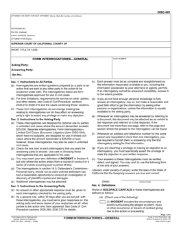 DISC-001 Form Interrogatories