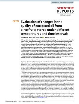 Evaluation of Changes in the Quality of Extracted Oil from Olive Fruits Stored